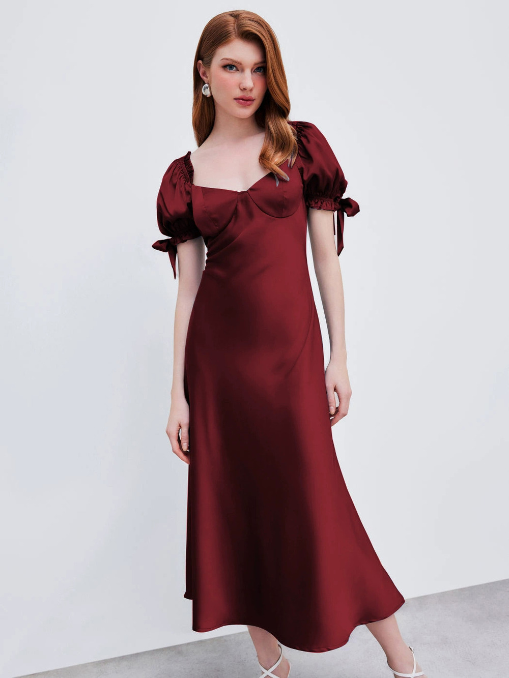 ZARA Red Satin Waist Cinching Mermaid Party Dress